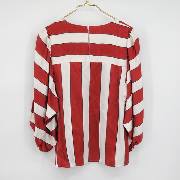 Anthropologie Maeve Maria Balloon Sleeve Striped Satin Blouse Size 6 NWT - Picture 7 of 9
